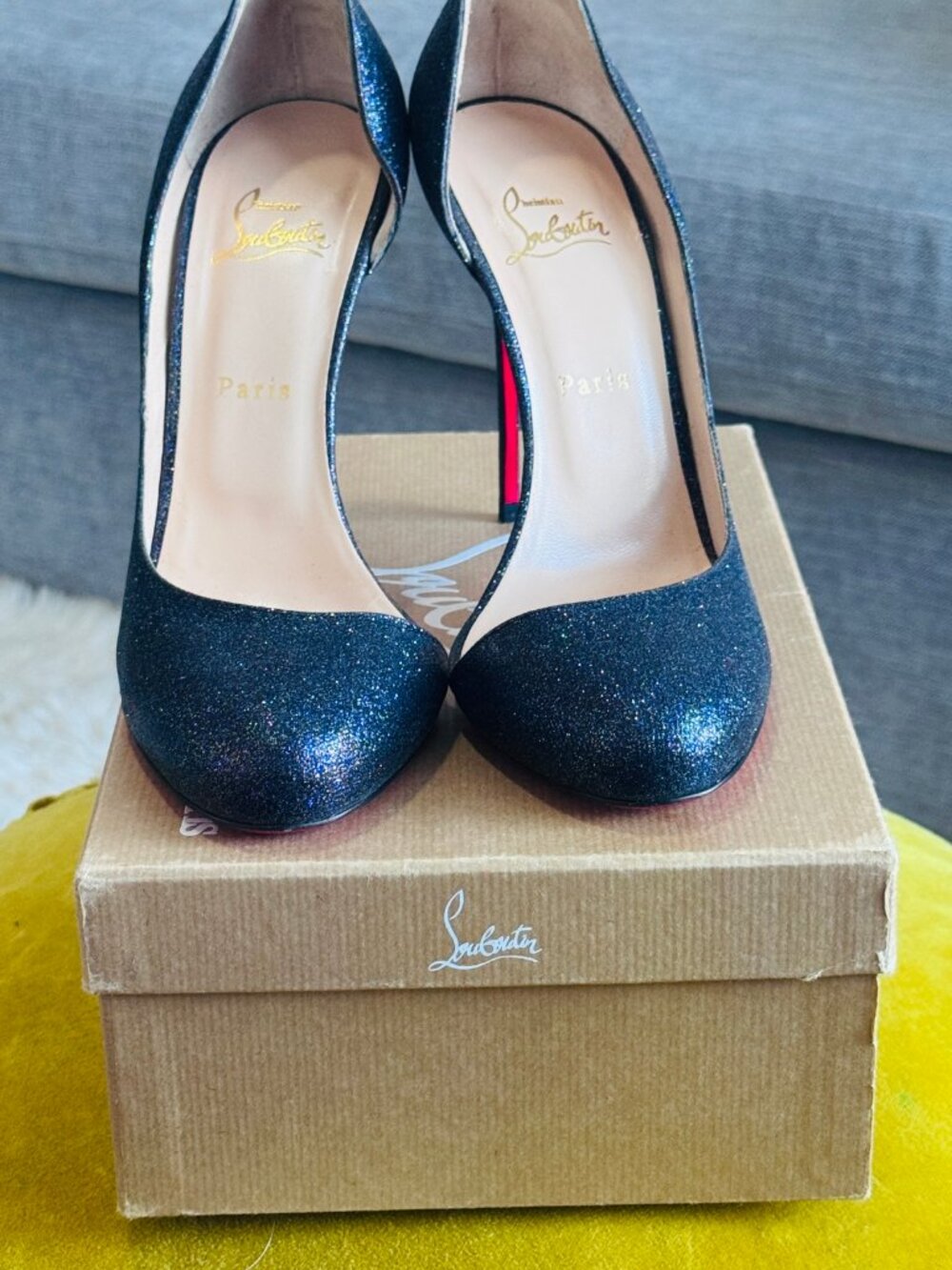 Christian Louboutin Helmour 100 Iridescent Glitter Pumps 41